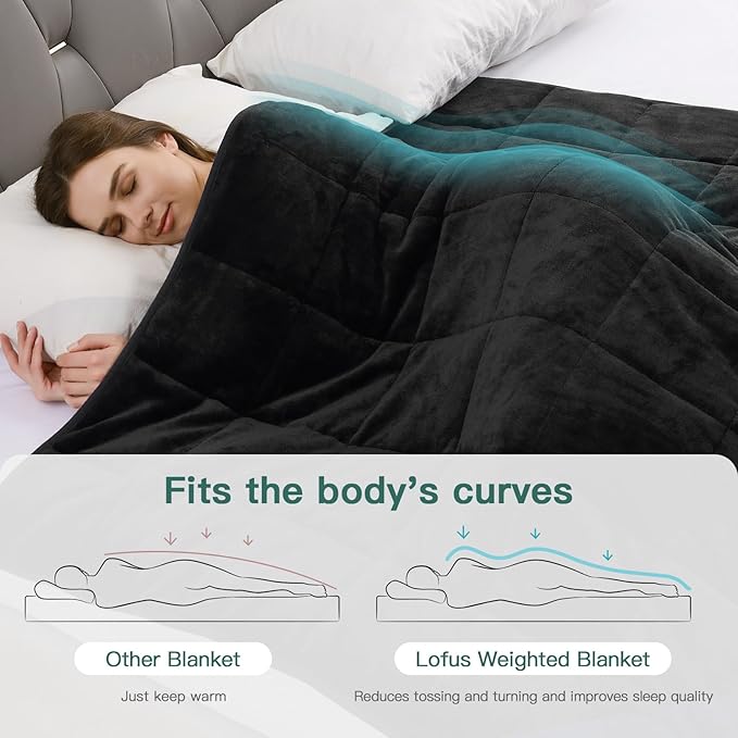 Lofus Weighted Blanket for Adults(15 lbs, 60" x 80"), Queen Size Heavy Blanket Machine Washable, Soft Weighted Blankets for Stress Relief and Sleep Promotion,Black