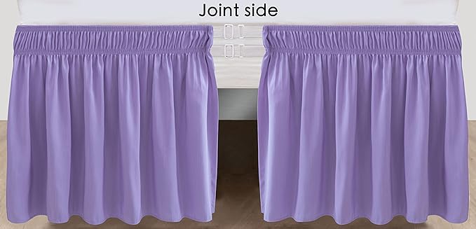 Biscaynebay Wrap Around Bed Skirts for Twin & Twin XL Beds 15" Drop, Lavender Adjustable Elastic Dust Ruffles Easy Fit Wrinkle & Fade Resistant Silky Luxurious Fabric Machine Washable