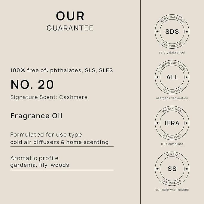 VINEVIDA [4 oz] Cashmere Hotel Fragrance Diffuser Oil - Cold Air Diffuser Refill for Home Scent Collection