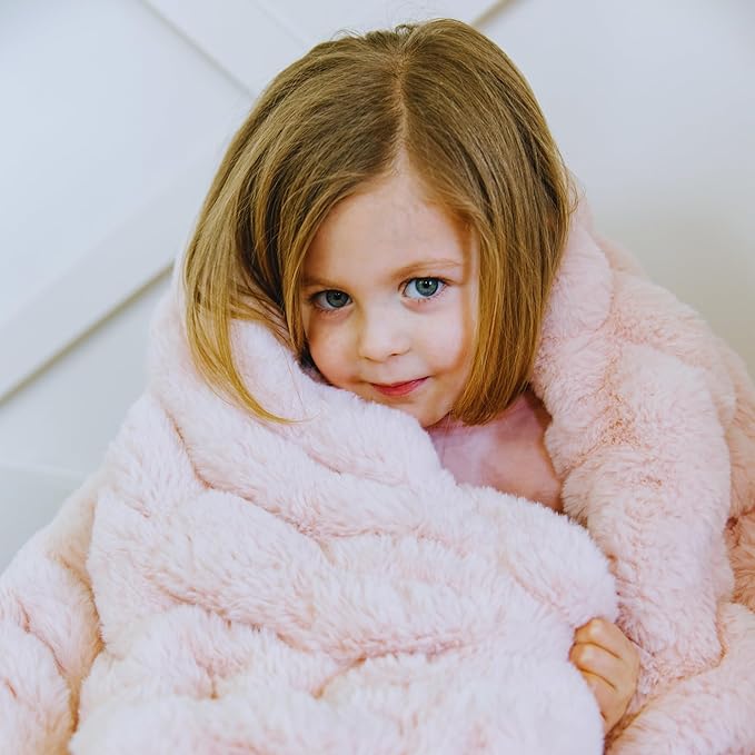 Minky Designs Blossom Pink Minky Blanket – Ultra Soft Faux Fur Throw Blanket for Couch, Bed & Home – Fluffy, Warm & Luxurious – Chic Collection (X-Large, 60x84)
