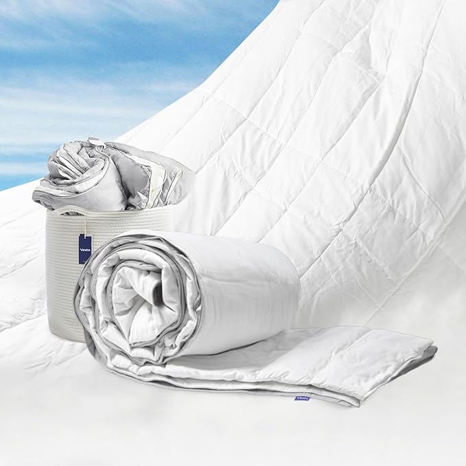 Vesta All-Season Silk Comforter, Quilt and Duvet Insert for Hot Sleepers, 100% Silk Fill with 100% Cotton Shell, Luxuriously Soft, Moisture-Wicking, King Size (Grey, Silk Weight: 3.7lbs)