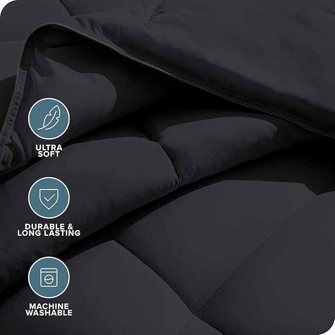 Bare Home Duvet Insert Comforter - King/California King - Goose Down Alternative - Ultra-Soft - Premium 1800 Series - All Season Warmth - Bedding Comforter (King/Cal King, Black)