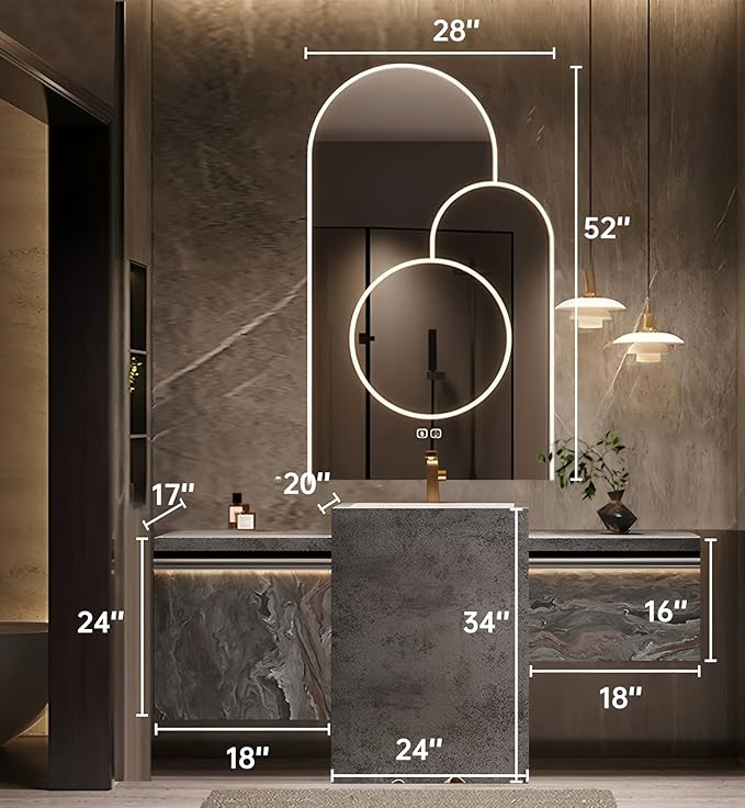 Single Sink Freestanding Bath Vanity, Modern Bath Vanity with LED Smart Mirror, 60IN Solid Wood Floating Bathroom Sink Cabinet with Marble Slate Top and Large Storage Drawer