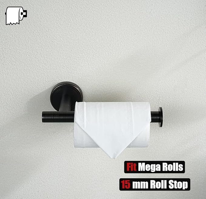 JQK Toilet Paper Holder Oil Rubbed Bronze, 5 Inch 304 Stainless Steel Thick 0.8mm Tissue Paper Dispenser for Bathroom, Hold Mega Rolls Wall Mount, 2 Pack, TPH120-ORB-P2