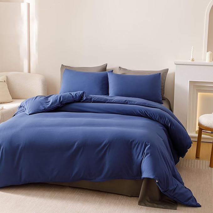 Cottonight Royal Blue Comforter Sets Cal King Dark Blue Bedding Comforter California King Size Quilts Blanket Ultra Soft Breathabe Solid Bedding Set for Women Men