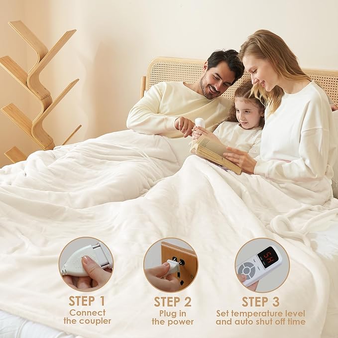 EHEYCIGA Heated Blanket Electric Blanket Twin - Heating Blanket with 9 Heating Levels & 10 Hours Auto Off, Soft Cozy Sherpa Washable Blanket with Fast Heating, 62 x 84 Inches
