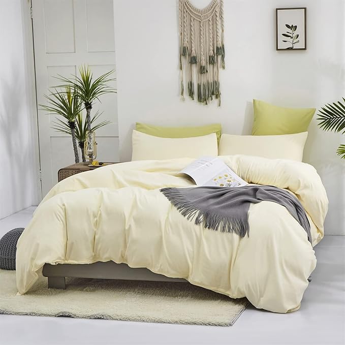 Cottonight Cream White Comforter Set Full Ivory White Bedding Comforter Set Beige White Solid Blanket Quilts Modern Soft Breathable Ivory 3 Piece Off White Bedding Set for Women Men