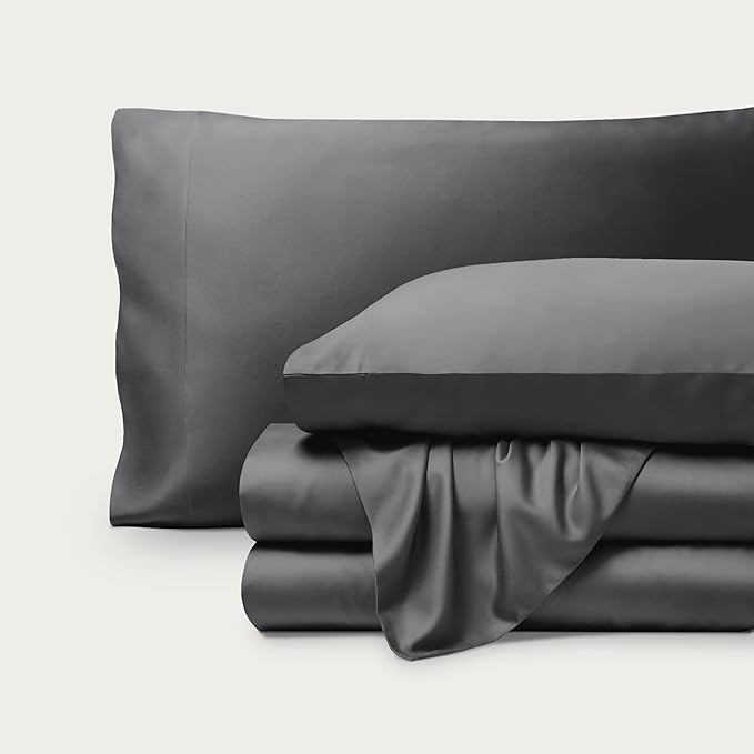 Bare Home 100% Rayon Made from Bamboo Luxury Full Sheet Set - 4 Piece Bedding Set - Deep Pockets - Cooling Sheets - Breathable - Easy Fit - Soft Bedding Sheets & Pillowcases (Full, Grey)