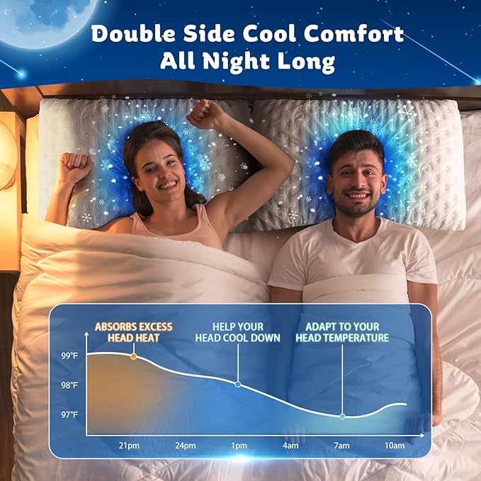 Cooling Side Sleeper Pillow for Neck and Shoulder Pain, Luxury Shredded Memory Foam Pillows for Sleeping, Firm Bed Pillows Queen Size Set of 2- Adjustable Queen Size- Washable Cover Original White