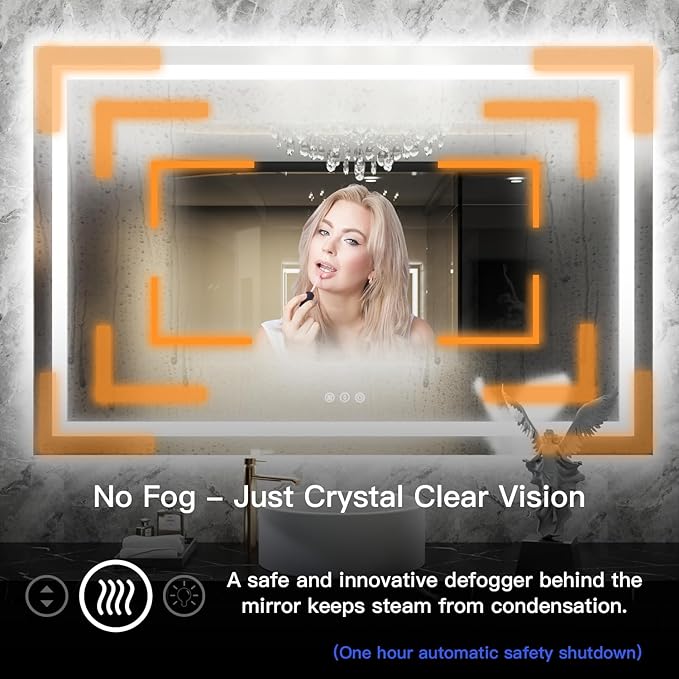 ISKM 32''x36'' LED Mirror for Bathroom Lighted Vanity Mirror for Wall Front Lights + Backlit LED Bathroom Mirror Anti-Fog Tempered Glass ETL Listed