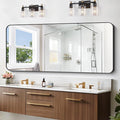 Large Bathroom Mirror, 72 x 30 inch Black Rectangle Mirror, Metal Frame Rectangular Vanity Mirror, Wall Mounted Mirror with Rounded Corner for Bedroom Living Room Hangs Horizontal Or Vertical