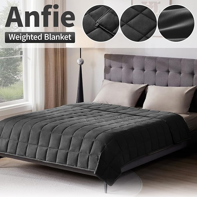 Weighted Blanket Queen/King Size (80"x87" 17lbs),Ultra Soft and Cozy Cooling Weighted Blanket for Adult,Heavy Blanket with Machine Washable Soft Blanket, Black