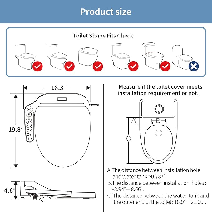 KERDE P30BR Electric Bidet Toilet Seat with Child Seat - Dual Control (Side Panel & Remote), Warm Water Wash, Heated Seat, Warm Air Dryer, LED Night Light, Universal Fit for Elongated Toilets