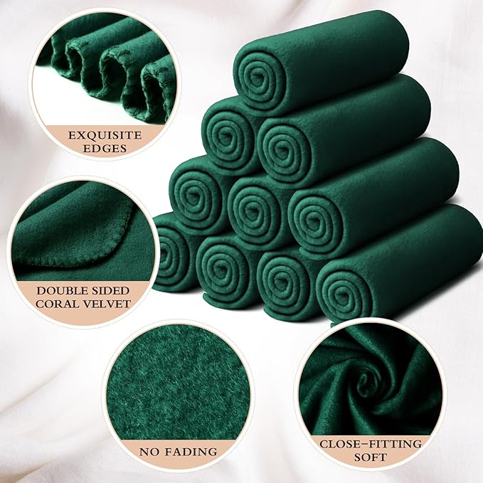 24 Packs Fleece Throw Blanket Soft Warm Lightweight Fleece Blanket Cozy Throw Bulk for Bed Couch Sofa Home Office Wedding Gifts Suitable for Seasons, 50 x 60 Inches(Turquoise Green)