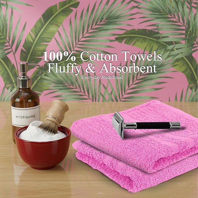 Hand Towels (Pack of 24) Pink Economy Towels Salon Towels - 100% Cotton Spa Towel – 16 x 27 Inches Highly Absorbable, Facial, Gym Towel, Hair, Face Towel Bulk