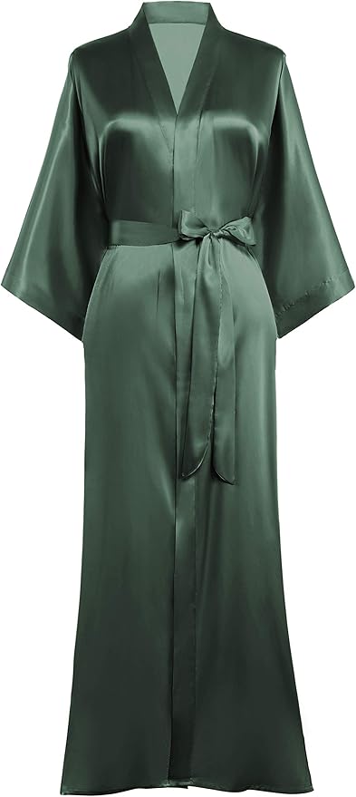 PRODESIGN Satin Kimono Robe Women Long Silky Kimono Bathrobe Sleepwear Wedding Bridesmaid Robe