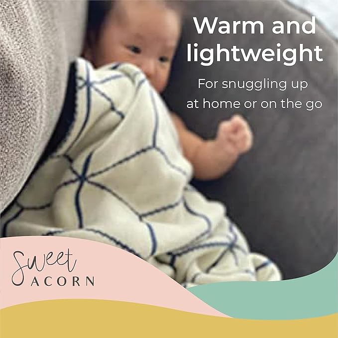 Knit Baby Blanket - Organic Cotton Baby & Toddler Receiving Blankets for Girls & Boys - Soft Knit Stroller/Throw Blankets - Geometric Pattern - Juniper Green