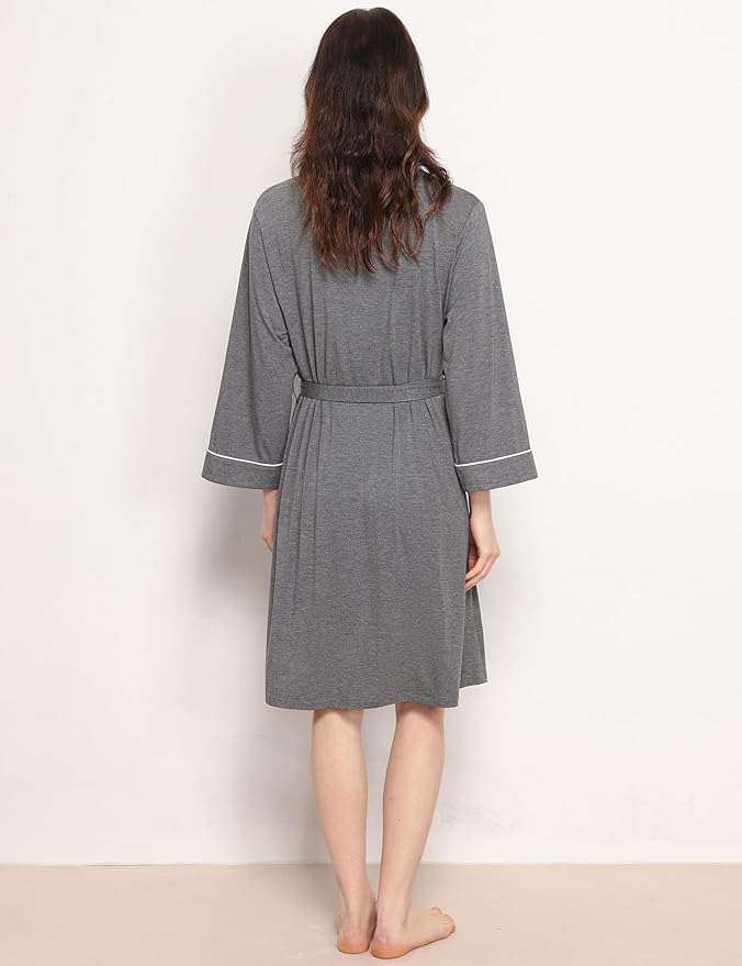 GYS Premium Viscose from Bamboo Robe for Women Long Sleeve Bathrobes Soft Kimono Robes