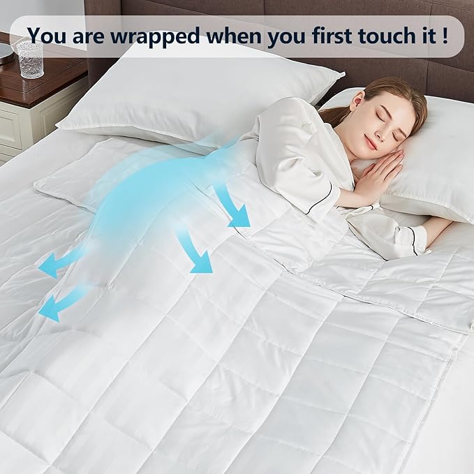 Weighted Blanket Queen/King Size (80"x87" 20lbs),Ultra Soft and Cozy Cooling Weighted Blanket for Adult,Heavy Blanket with Machine Washable Soft Blanket, White