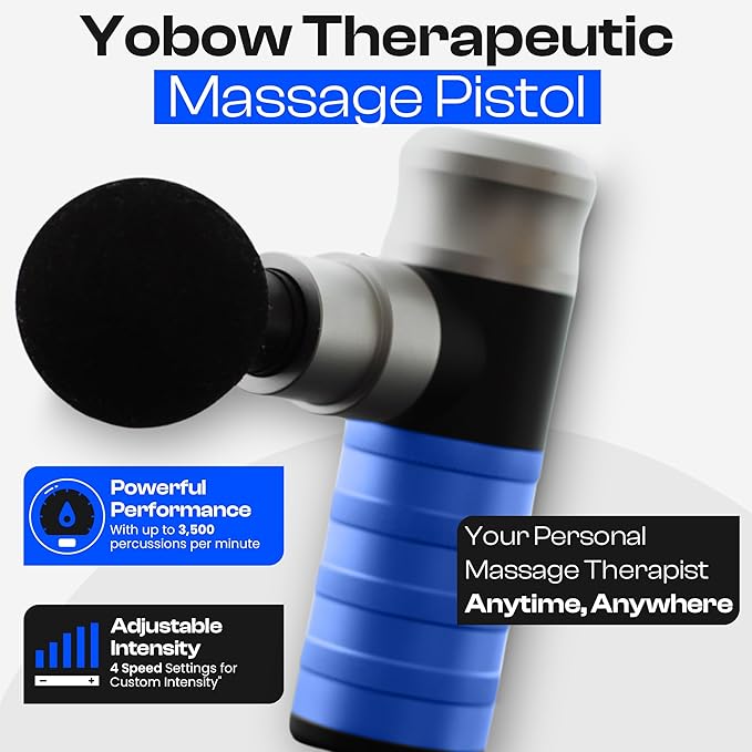 The Therapeutic Mini Massage Pistol with Portable Carrying Case, 4 Massage Speeds, 6 Colors | Fast USB Type C Charging | Massage Tool for Pain Relief | Stylish and Powerful Massage Gun