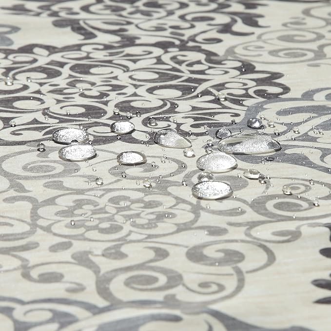 Fabric Shower Curtain 78 Inches Long, Black and Beige Boho Medallion Print Shower Curtains for Bathroom, 72" W x 78" H
