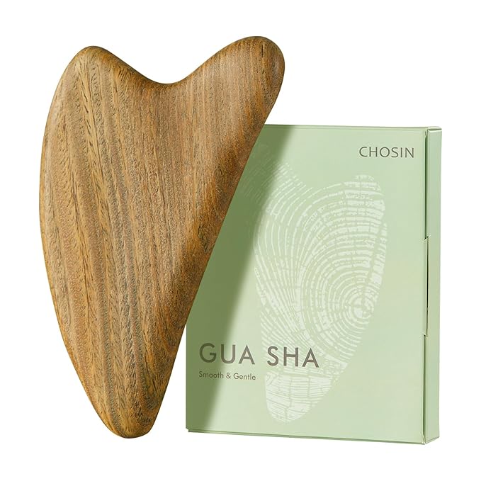 Gua Sha Tool for Face & Body: Face Massager Tool for Lymphatic Drainage - Jaw Lifting & Anti-Aging, Relieve Pain for Women Men Self Care Gift (Sandalwood)