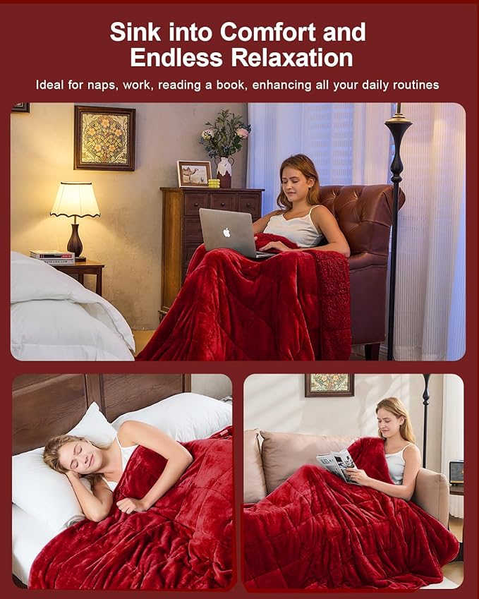 Super Fuzzy Soft Sherpa Fleece Weighted Blanket, 15 lbs Dual Sided Fluffy Heavy Weighted Blankets for Adults - No Bunching with Double Layers of Soft Inner Lining (60"x 80", 15 Pounds)