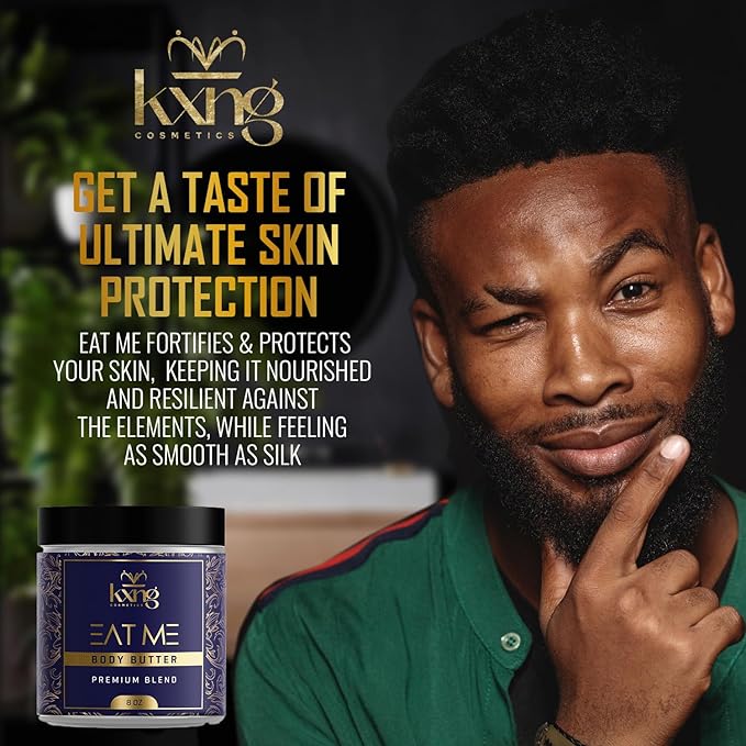 KXNG Whipped Moisturizing Body Butter, Shea Butter Enriched Cream for Dry Skin, Lightweight Hydration for Men & Women, Cruelty-Free