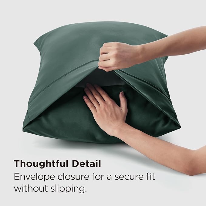 Bedsure Pillow Cases Standard Size Set of 2 - Forest Green Brushed Microfiber Pillowcases, Super Soft and Cozy Pillow Case Covers with Envelope Closure, Wrinkle, Fade and Stain Resistant, 20x26 Inches