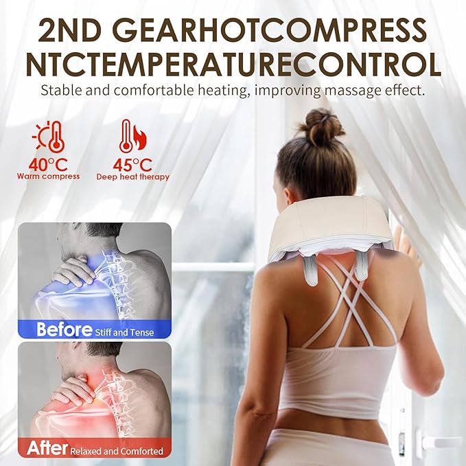 Therapexa Neck & Shoulder Massager, Back Massager for Pain Relief Deep Tissue,Massager for Neck and Shoulder Pain,Back Massager with Heat. (Gray)