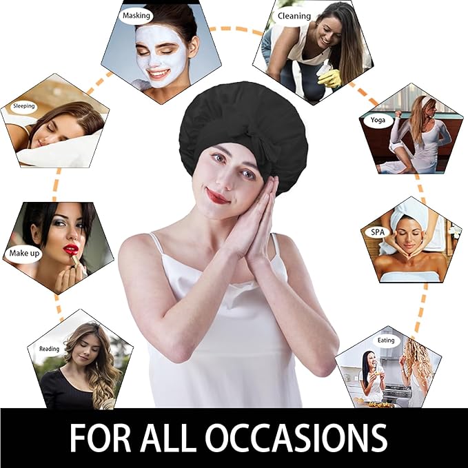 Cocheng Mulberry Silk Bonnet for Sleeping Adjustable Silk Bonnet for Curly Hair,Silk Hair Cap for Sleeping with Wide Tie Band Large & Breathable Bonnets for Women