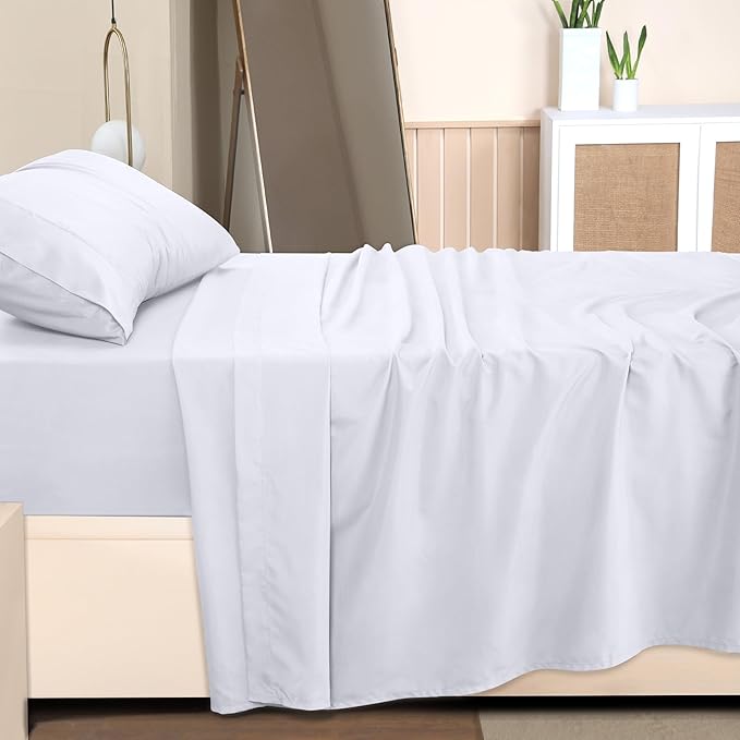 Utopia Bedding Twin Sheet Set 4 Piece Bed Sheets for Twin Size Bed, Hotel Luxury, Extra Soft, Cooling Bed Sheets - Wrinkle, and Fade Resistant (White)
