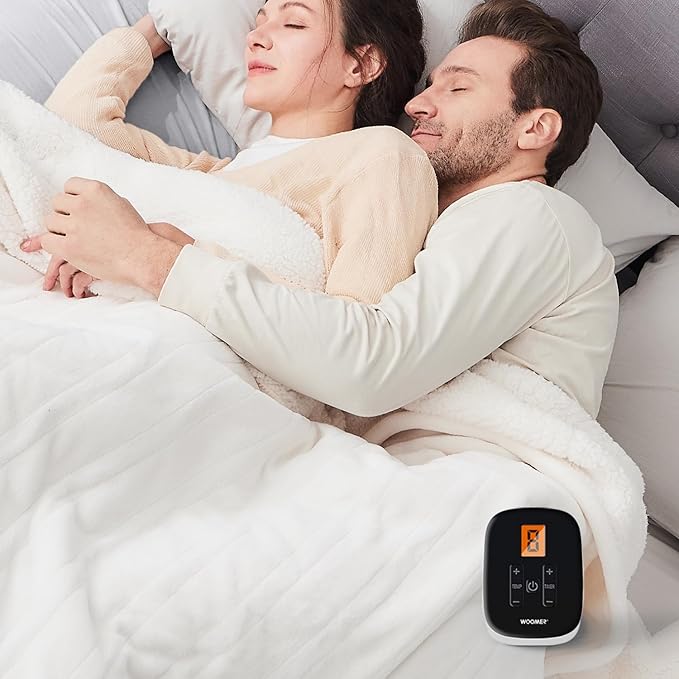 WOOMER Electric Blanket Full Size,Durable Flannel and Soft Sherpa,Dual Control,77”×84” Heated Throw Blanket, 10 Heat Levels&0.5-12h auto-Off,Energy Efficient,ETL Certified