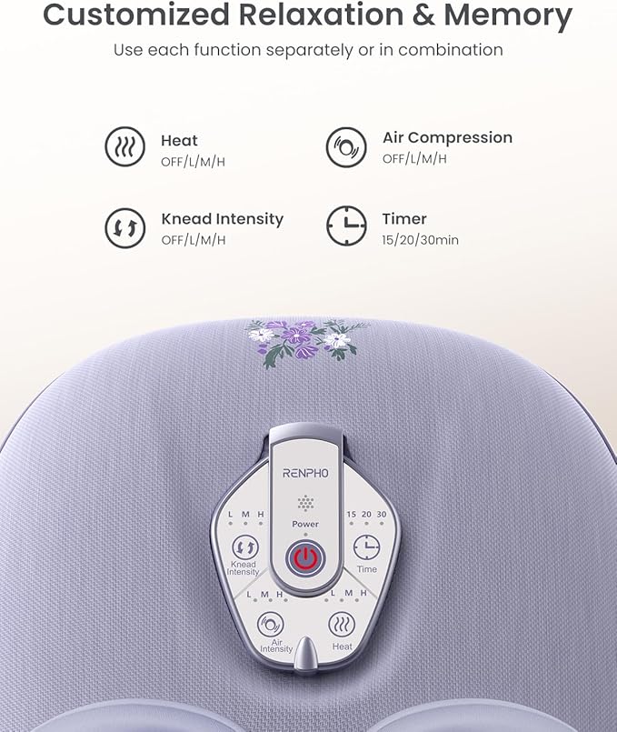 RENPHO Foot Massager Machine with Heat [2026 Upgraded], Shiatsu Foot Massager for Plantar Fasciitis, Christmas Gifts for Women, Cordless Control, Best Gifts for Women/Mom/Wife, PU