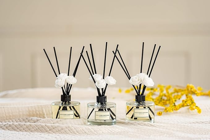 CULTURE & NATURE Reed Diffuser Set 6.7oz (200ml) Lime Basil Mandarin Scented Diffuser with Sticks Home Fragrance Reed Diffuser for Bathroom Shelf Decor
