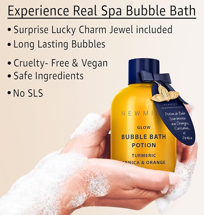Nutritious Bubble Bath Long Lasting Foam Turmeric Orange Arnica Essential Oil Skin Healing Moisturizing Relaxing Stress Relief Spa Gift for Women