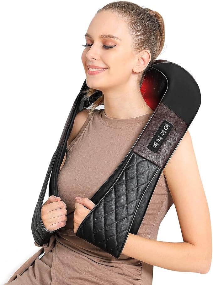 Shiatsu Neck and Back Massager with Heat, Electric Deep Tissue 4D Kneading Massage Pillow for Shoulder, Leg, Body Muscle Pain Relief - Best Gifts for Women Men Mom Dad