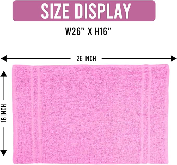 24 Pack Pink Hand Towels 100% Cotton Spa Towel – 16x27 inches Highly Absorbable Facial Towels Gym, Hair, Face, Bulk Small Towels (Not Bleach Proof)