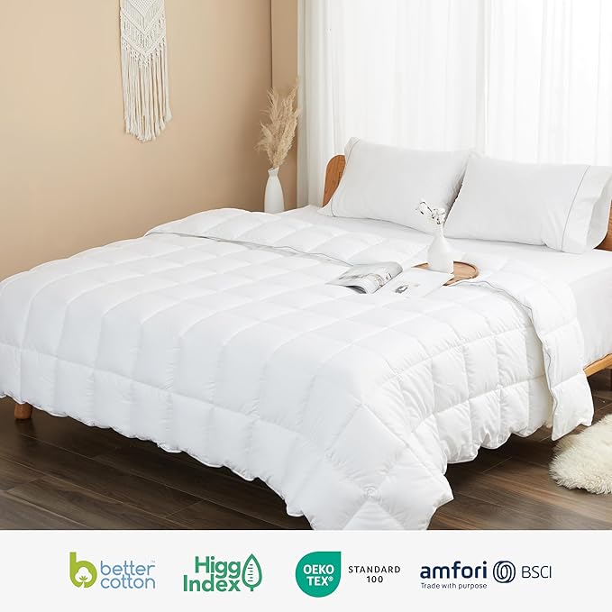 sunflower Down Alternative California King Size Lightweight 100% Cotton Shell Bedding Cal King Comforter Blanket for Hot Sleepers 96"x102" with Corner Tabs Soft Breathable Machine Washable