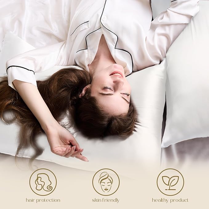ZIMASILK 100% Pure Mulberry Silk Pillowcase for Hair and Skin Health,Soft and Smooth,Both Sides Premium Grade 6A Silk,600 Thread Count,with Hidden Zipper,1pc(Throw 18''x18'',White)