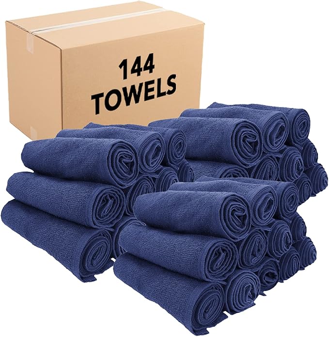 Arkwright Bleach Proof Salon Towels Bulk - Case of 144 - Highly Absorbent, 100% Cotton, Quick Dry Spa Face Towel for Hair Stylist, Barber, Pedicure, and Esthetician, 16 x 28 in, Navy