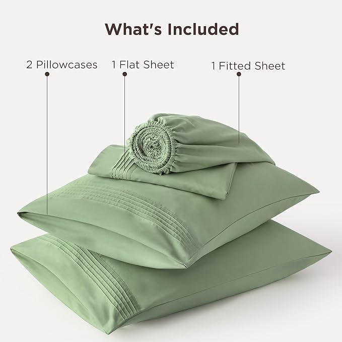 Bedsure Deep Pocket King Sheet Set - Fits Mattresses Up to 21 Inches Thick - 4 Piece GentleSoft Bed Sheets, Moisture Wicking, Soft & Cooling Bedsheet & Pillowcases, Easy & Secure Fit, Sage Green