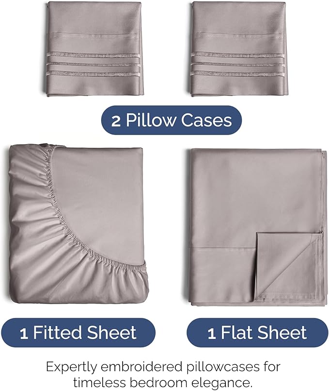 King Size 4 Piece Sheet Set - Comfy Breathable & Cooling Sheets - Hotel Luxury Bed Sheets for Women & Men - Deep Pockets, Easy-Fit, Soft & Wrinkle Free Sheets - Thistle Purple Oeko-Tex Bed Sheet Set