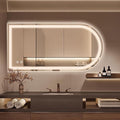 Niccy Arched LED Mirror for Bathroom, 55x30 Vanity Mirror with Light Frameless Bathroom Mirror, Smart Lighted Frontlit Mirrors with Memory Function for Bathroom Bedroom Beauty Hair Salon