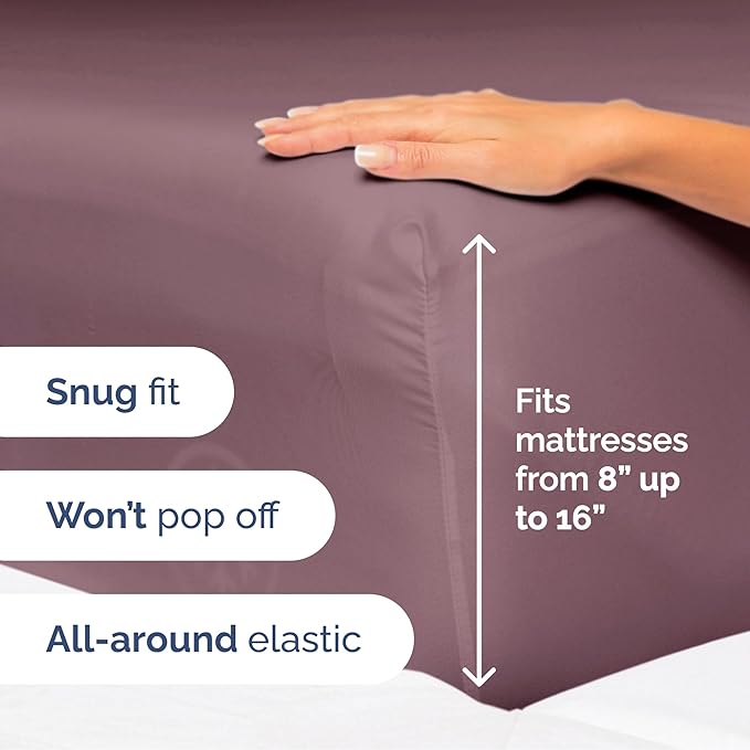 Queen Size 4 Piece Sheet Set - Extra Soft, Breathable & Cooling Sheets - Hotel Luxury Durable Bed Sheets for Women & Men - Deep Pockets, Easy-Fit & Wrinkle-Free Sheets - Cool Plum Oeko-Tex Bed Sheets
