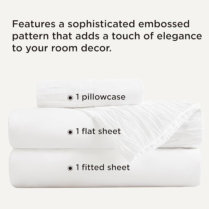 Bedsure Twin Sheets Set - 3 Pieces Soft Twin Bed Sheets - Breathable & Cooling - Hotel Luxury - Easy Care Polyester Microfiber Bedding for Women, Men, White