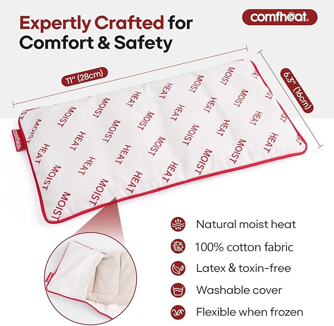 Small Heating Pad Microwavable with Cotton Washable Cover 11x6.3 Lavender Heat Pad for Pain Relief, Natural Fillings Moist Warm Compress, Microwave Hot Pack for Muscles, Joints
