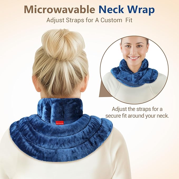 Comfytemp Neck Shoulder Heating Pad Microwavable for Pain Relief, FSA Eligible HSA, Weighted Heated Neck Wrap Warmer, Microwave Moist Heating Pads, Warm Compress, Christmas Gifts for Women Seniors