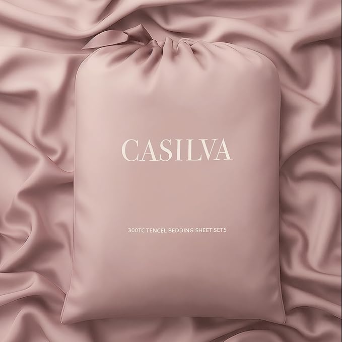 CASILVA Eucalyptus Sheets - Infused with Silver for Anti-Odor, Softer Than Silk Fibers, More Cooling Than Cotton - Perfect for Hot Sleepers & Sensitive Skin - 100% Tencel Lyocell - Queen Sheet Set