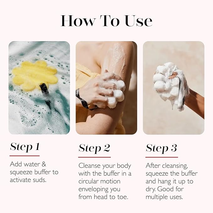 Spongelle Coconut Verbena Wild Flower Buffer Body Scrubber | Bath & Shower Loofah for Women | Exfoliator with Body Wash Infused Sponge | 14+ uses